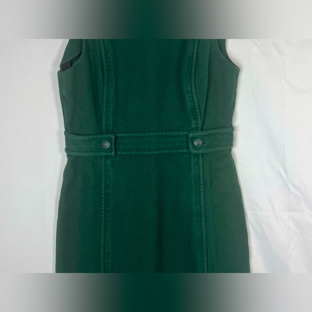 Tory Burch Green Twill Midi Jumper Dress - Picture 7 of 12